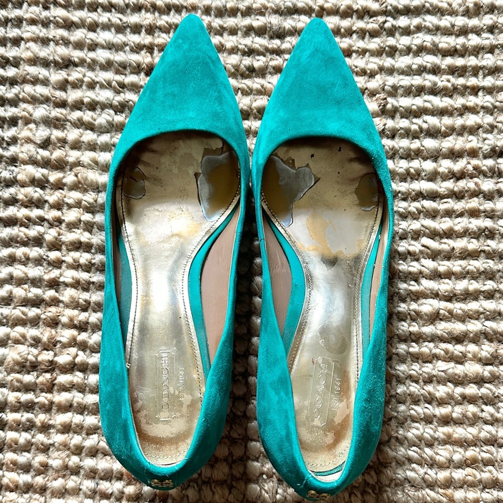 Coach Green Suede Heels sz 10